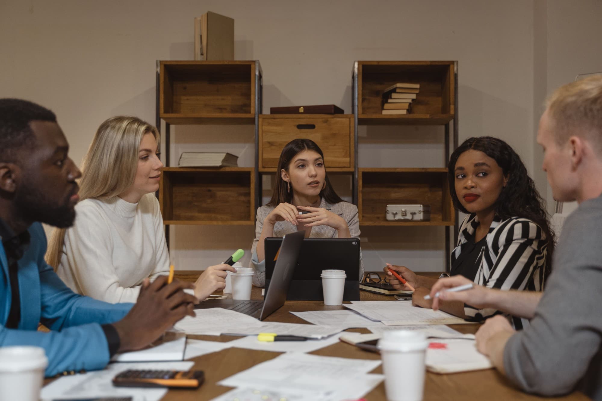A team meeting around a table