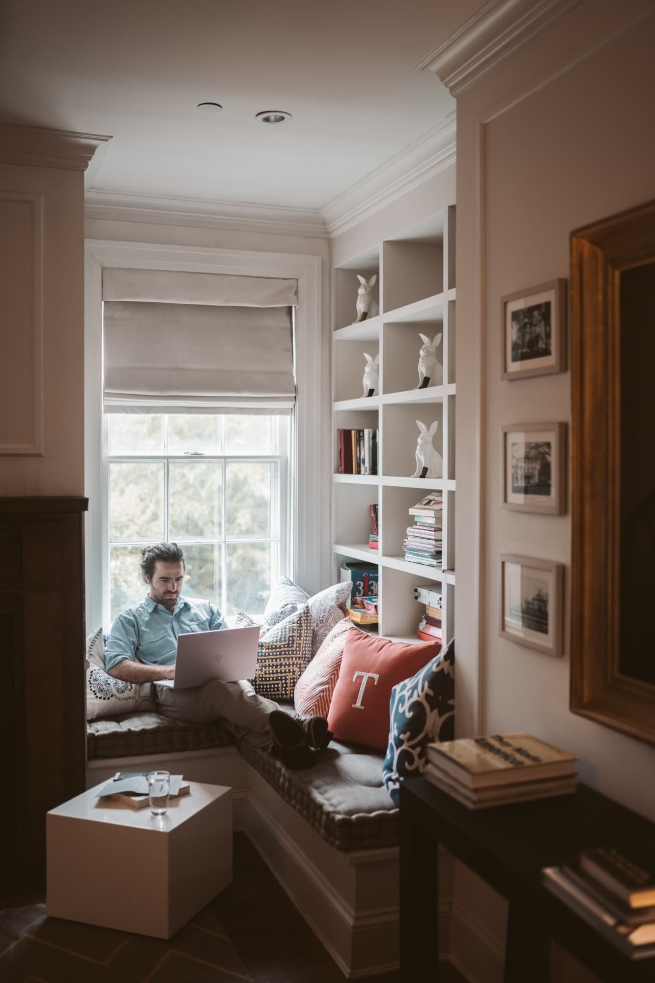 A man using a laptop at home